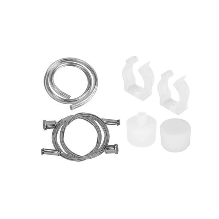 Kit formato olas para tira NEON 360°, incluye: 2 grapas de acrílico, dos cables de suspensión de 2 m con 4 soportes, 2 m de cable transparente calibre 18, 1 terminación con orificio y 1 terminación sin orificio de iLumileds