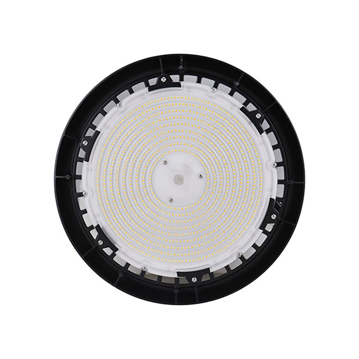 High Bay HB PFM flujo seleccionable (150W-25,500lm, 200W-34,000lm, 240W-40,800lm), color de luz ajustable (4000K, 5000K, 6500K), 0-10VDC, incluye base para PIR SENSOR (se vende por separado) de Ledvance