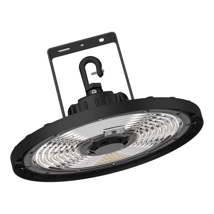 High Bay HB PFM flujo seleccionable (80W-13,600lm, 100W-17,000lm, 120W-20,400lm) 120-277V, CCT ajustable (4000K, 5000K, 6500K) 0-10VDC, incluye base para PIR SENSOR (se vende por separado) de Ledvance