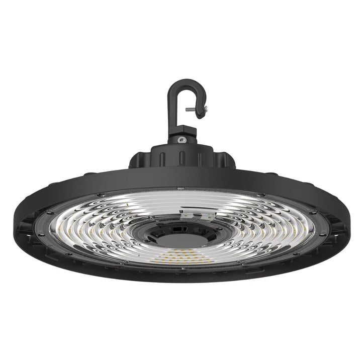 High Bay HB PFM flujo seleccionable (80W-13,600lm, 100W-17,000lm, 120W-20,400lm) 120-277V, CCT ajustable (4000K, 5000K, 6500K) 0-10VDC, incluye base para PIR SENSOR (se vende por separado) de Ledvance