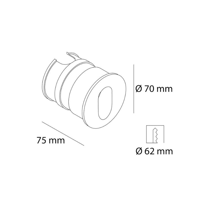 Luminario circular de cortesía para empotrar en pared PASSO EXTERIOR 3W luz cálida (3000K), 100-24 V acabado blanco o negro de AURO Lighting.
