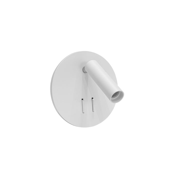 Luminario para lectura sobreponer en muro MARA 9W luz cálida dirigible y orientable, doble apagador local para luz de lectura y luz indirecta, acabado negro y blanco de AURO Lighting