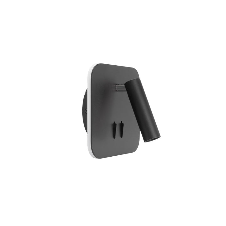 Luminario para lectura sobreponer en muro MARA SQ 9W luz cálida dirigible y orientable, doble apagador local para luz de lectura y luz indirecta, acabado negro y blanco de AURO Lighting