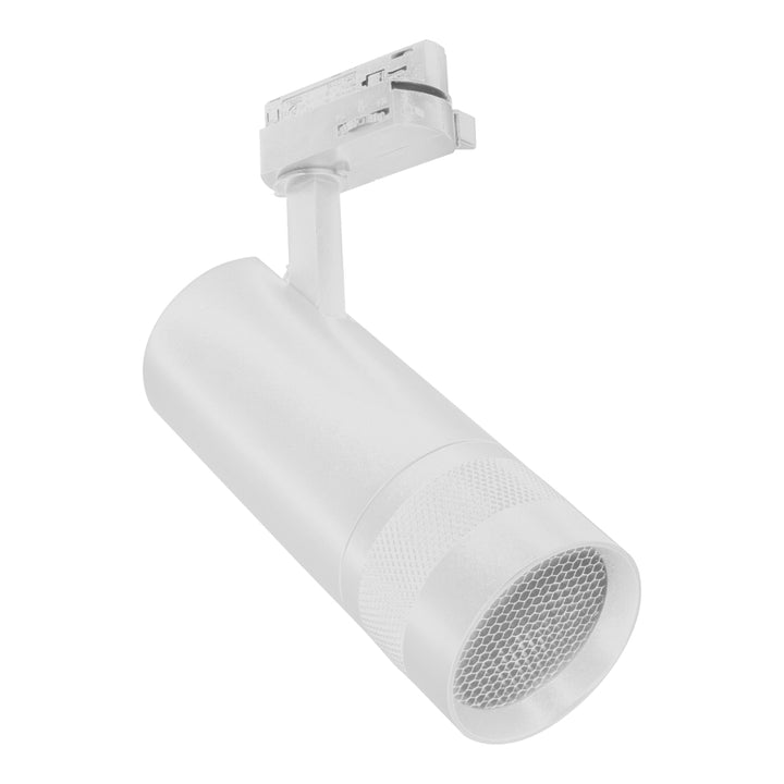 Luminario FOCUS 24W 20°-60° IRC>90 opción luz neutra cálida (3000K) y neutra (4000K) para riel trifásico, acabado blanco o negro de AURO Lighting.