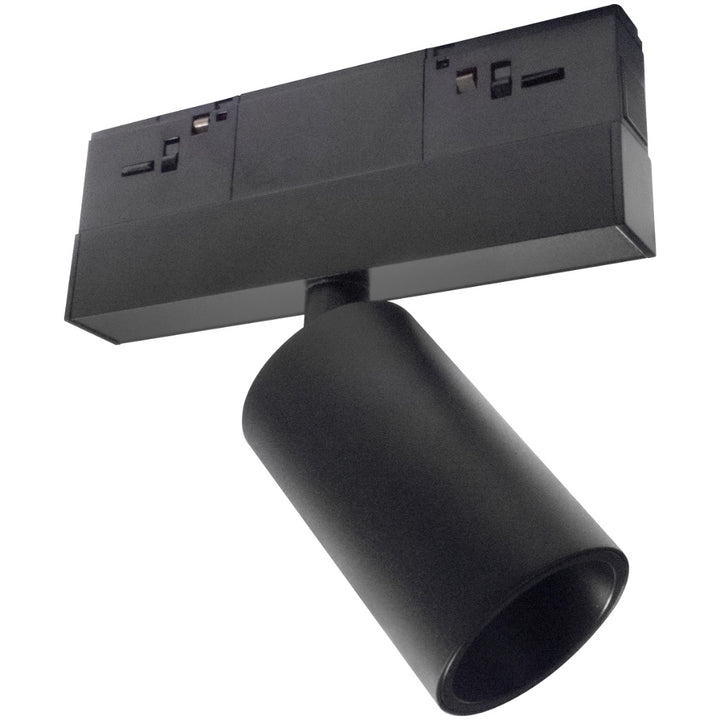 Luminario spot de riel MAGNETO ATENUABLE 7W dirigible y orientable, 48Vcd, 3000K, ángulo 24°, 0-10V, acabado negro de AURO Lighting