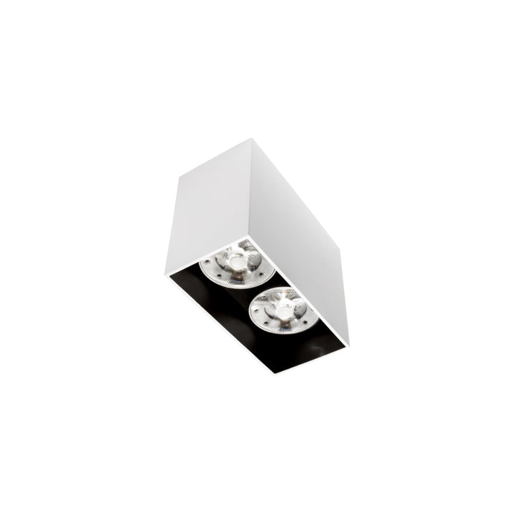 Luminario CUBE doblepara sobreponer en para dos lámparas GU10, acabado blanco o negro de AURO Lighting