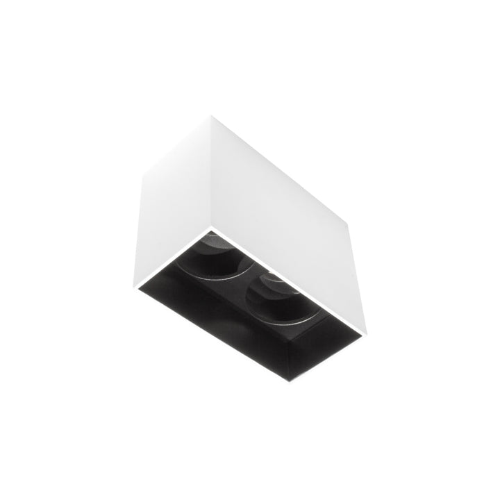 Luminario CUBE doblepara sobreponer en para dos lámparas GU10, acabado blanco o negro de AURO Lighting