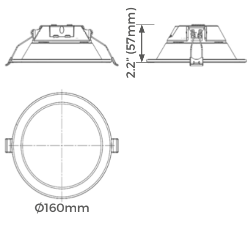 Downlight Carbon Configurable potencia y color de luz selectable (12W /15W / 18W) (cálido 3000K / neutro 4000K / neutro frío 5000K / frío 6000K), IP65 frontal, 120-277V, 0-10V de Luceco