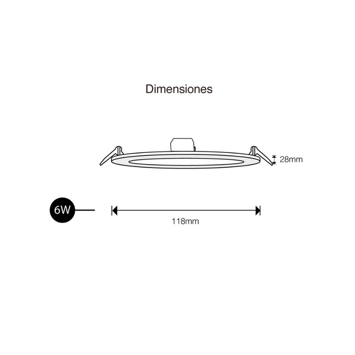 Downlight 6W (Ø11.8cm) opción color de luz neutro cálido (3000K) / neutro (4100K) / frío (6500K) 100-240V de ICON