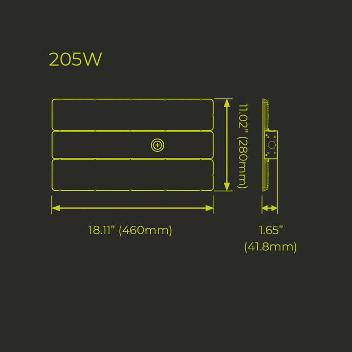 Lineal Highbay Configurable Potencia y color de luz selectable (82W / 123W / 164W / 205W) (Neutro 400K / Neutro Frío 5000K) 120-277V de Luceco - Dimensiones