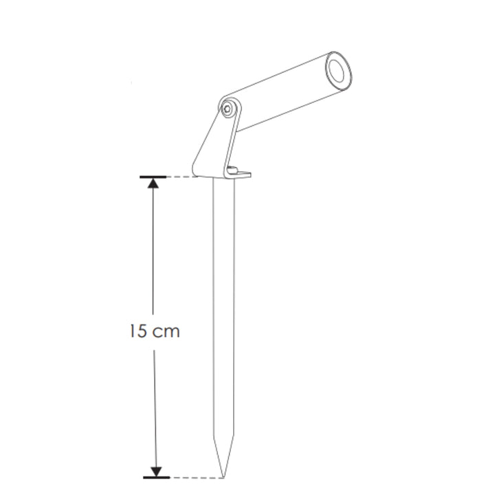 Esquema con medidas de la estaca de 15 cm para luminario iLumileds