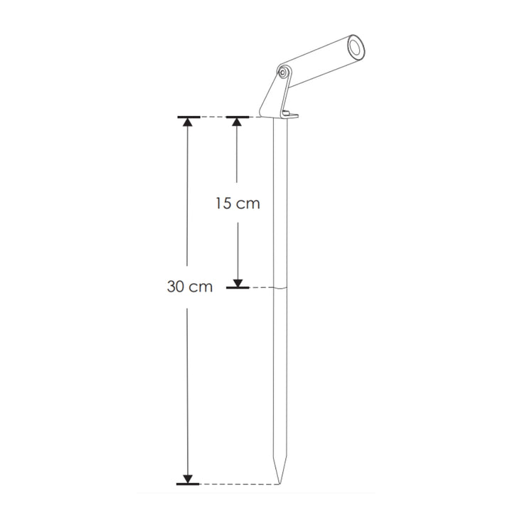 Esquema con medidas de la estaca de 30 cm para luminario iLumileds