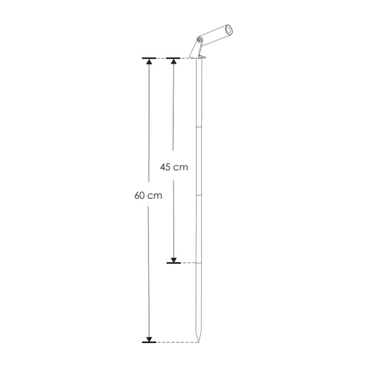 Esquema con medidas de la estaca de 60 cm para luminario iLumileds