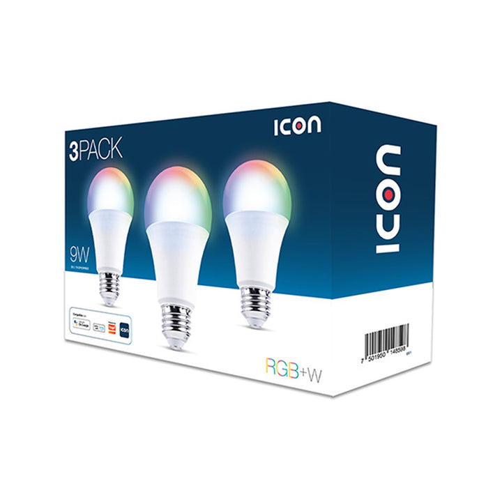 3-Pack Foco LED WiFi RGB+W Smart Home 9W 110-130V controla con Google Home o Alexa de ICON