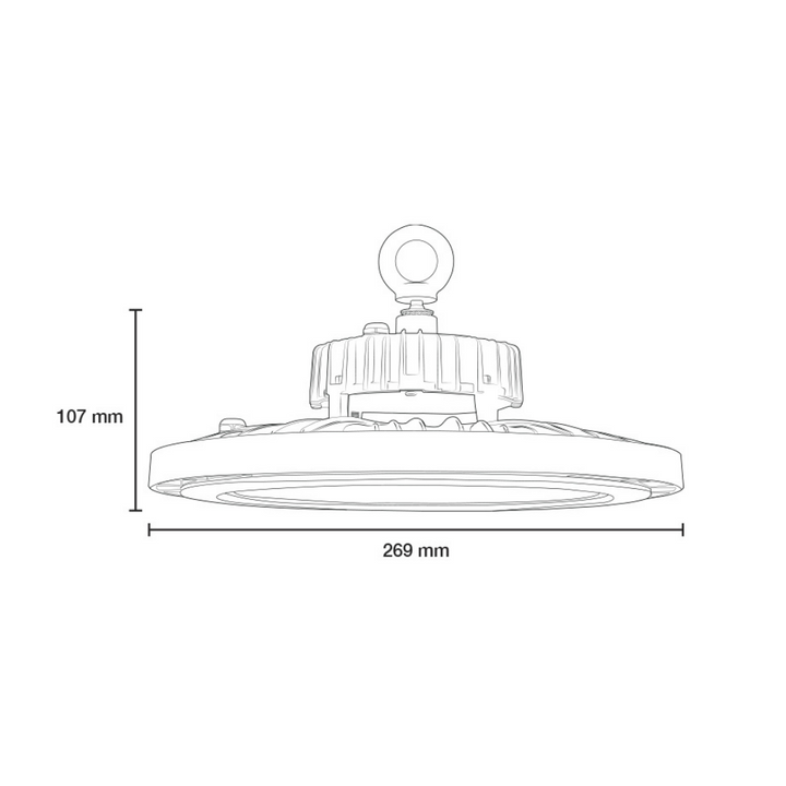 Highbay 100W 110° luz neutra fría (5700K) 100-277V de ICON