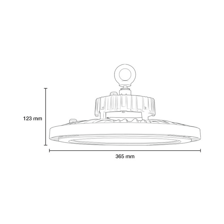 Highbay 200W 110° luz neutra fría (5700K) 100-277V de ICON