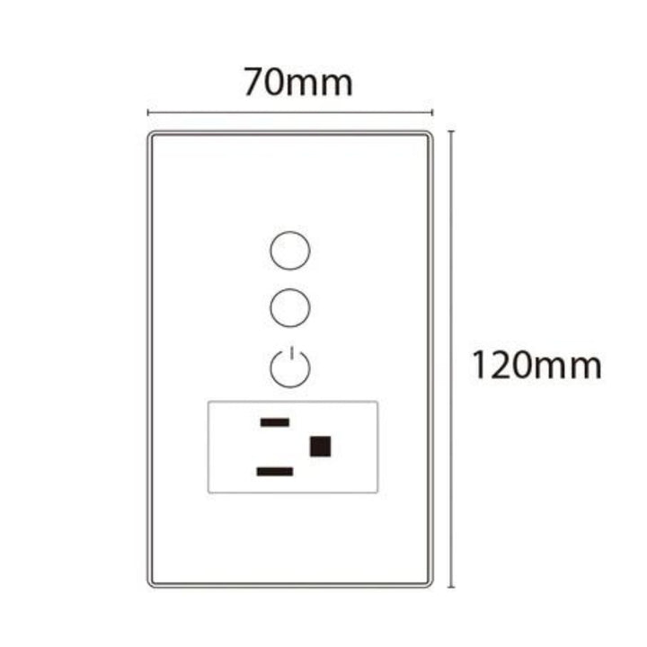 Interruptor Doble + Tomacorriente Smart WiFi opción acabado blanco o negro de ICON