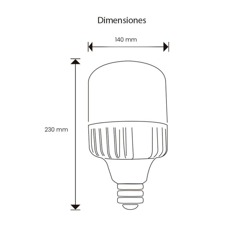Foco Alta Potencia LED 50W E26/E40 100-240V opción luz cálida (3000K) o fría (6500K) transparente cuerpo aluminio de ICON