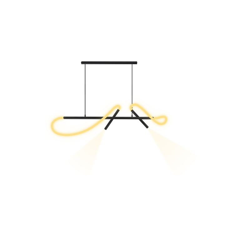 Luminario LLuscá suspender neón 2x13W + spots dirigibles 2x3W 45° luz cálida (3000K), suspensión ajustable 0-120cm de línea Europea iLumileds