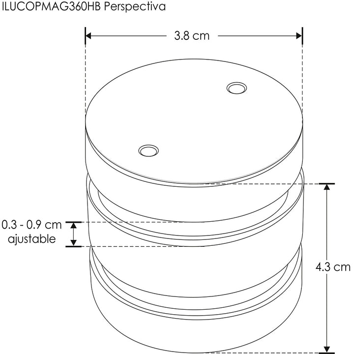 Cople cilíndrico mecánico electrificado, omnidireccional para rieles magnéticos modelos ILUTMAG2624SS e ILUTMAG2651SS acabado negro, ángulo 360°, conexión horizontal de iLumileds (REQUIERE ACCESORIO NO INCLUIDO)