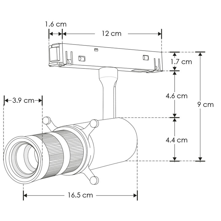 Luminario elipsoidal dirigible con cortadores de luz , ángulo ajustable 10° a 50° 10W 3000K para riel magnético de iLumileds
