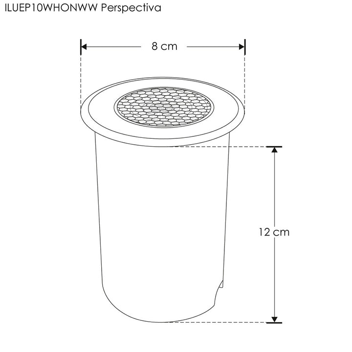 Luminario circular integrado 10W luz cálida (3000K) 36° para empotrar en piso (incluye housing) con accesorio anti-deslumbramiento de iLumileds