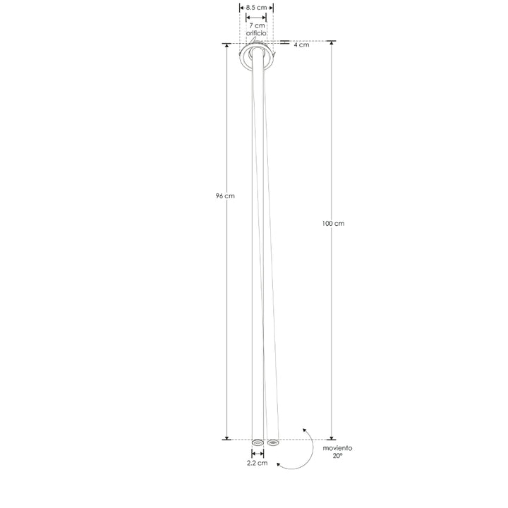 Luminario empotrar tipo flauta 100cm dirigible 7W luz cálida 24° de línea Europea iLumileds