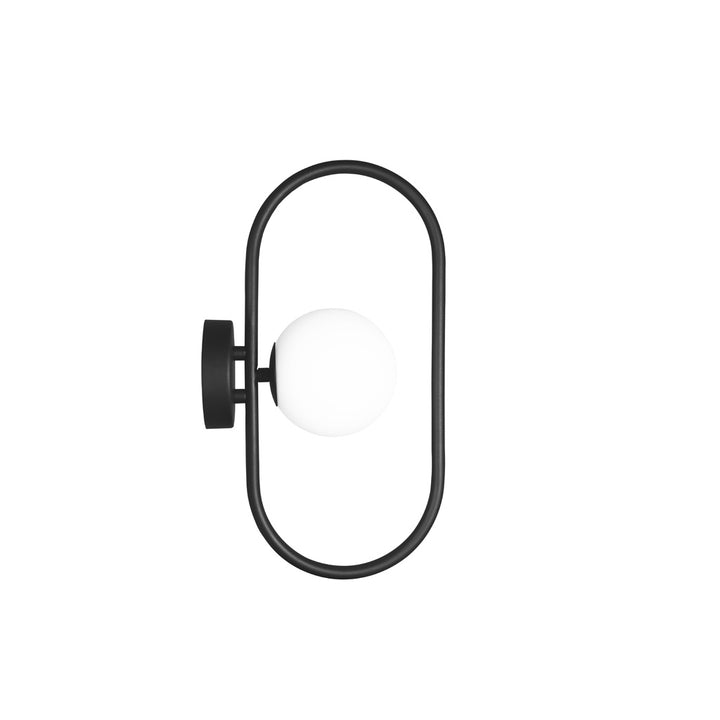 Luminario arbotante Sharú, con esfera de luz base G9 acabado negro iLumileds, vista lateral, modelo ILUEUR1004G9P