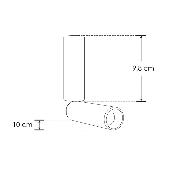 Proyector cilíndrico 5W ángulo de salida ajustable 10 a 50°, cuerpo de 20cm, luz cálida (3000K) opción acabado negro o blanco de línea Europea iLumileds