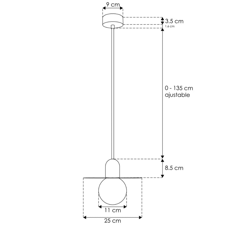Luminario Napoca para suspender esferico con reflector plano, con base G9, suspensión ajsutable 0-135cm de línea Europea iLumileds