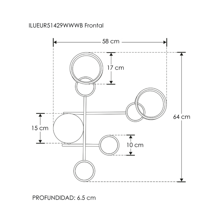 Luminario decorativo contemporaneo en efecto simétrico luz indirecta 30w luz cálida acabado dorado de iLumileds