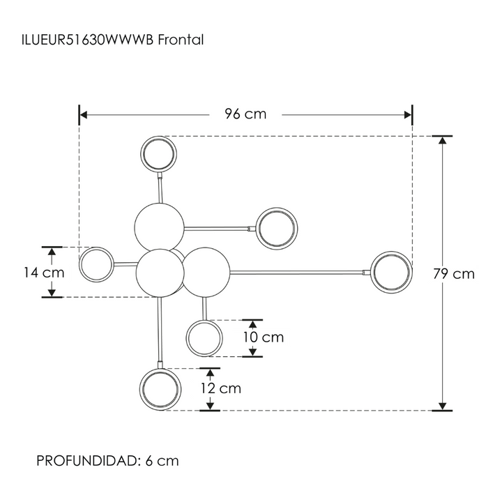 Luminario decorativo contemporaneo en efecto simétrico luz indirecta 30w luz cálida acabado negro de iLumileds