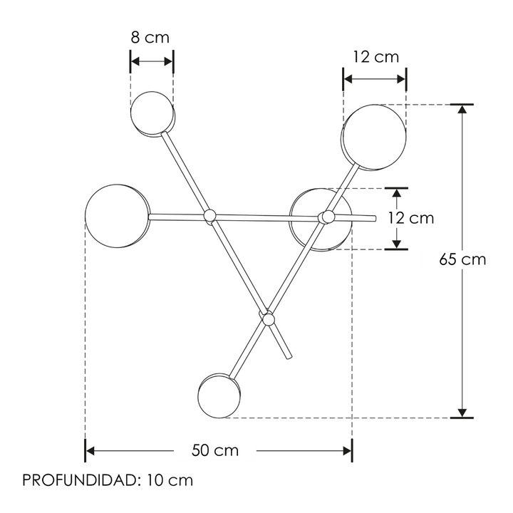 Luminario decorativo contemporaneo en A efecto simétrico luz indirecta 27w luz cálida acabado negro de iLumileds