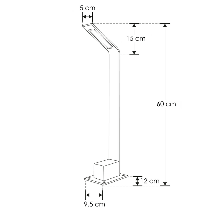 Bolardo recto 6W luz cálido 60cm acabado gris con acrílico difuso anti-reflejante de iLumileds
