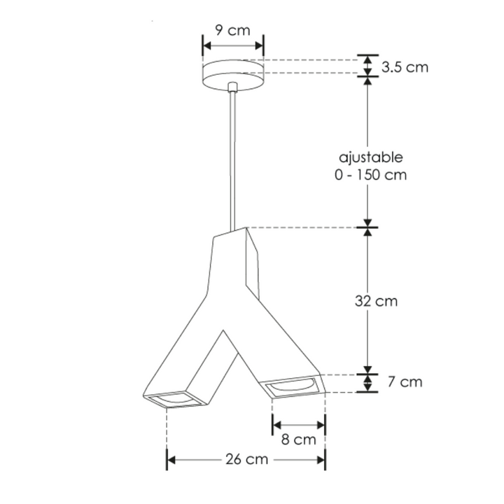 Luminario Dufy suspender doble salida de yeso base GU10 acabado gris o blanco de iLumileds