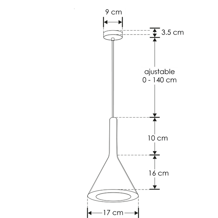 Luminario Lutréc suspender cónico largo de yeso base E27 acabado gris o blanco de iLumileds