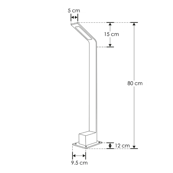 Bolardo recto 6W luz cálido 80cm acabado gris con acrílico difuso anti-reflejante de iLumileds