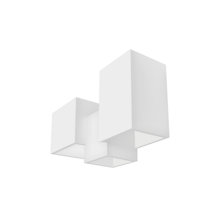 Luminario triple prisma rectangular asimétrico de Yeso para muro, incluye tres bases G9 de iLumileds