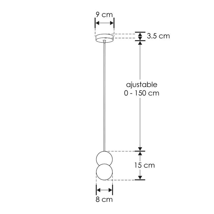 Luminario Téo Dual suspender una esfera concreto gris + esfera de cristal 8cm base G9 de iLumileds