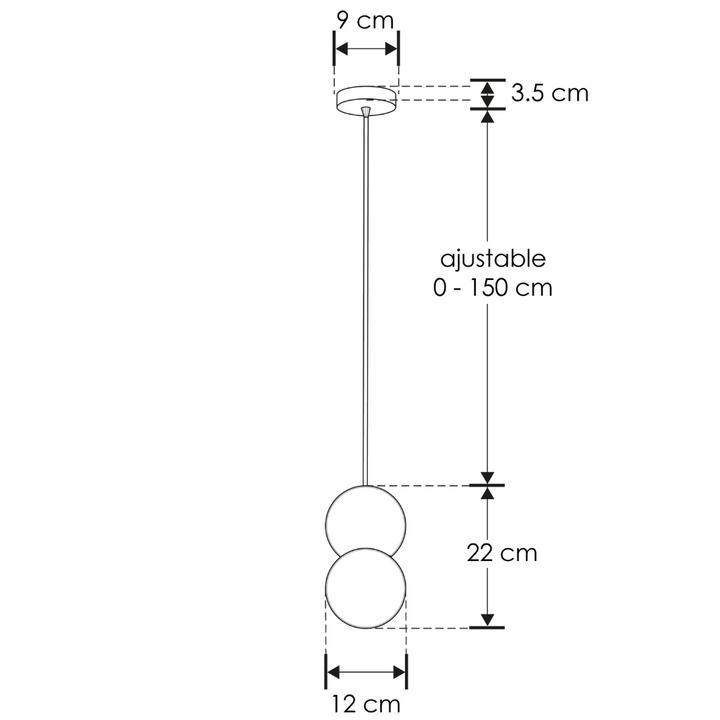 Luminario Téo Dual suspender una esfera concreto gris + esfera de cristal 12cm base G9 de iLumileds