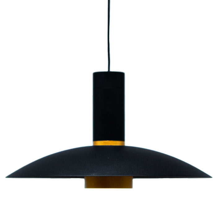 Luminario GaLé módulo LED Capsular cilíndrico base ancha 7W luz cálida acabado negro con dorado pantalla campana de iLumileds