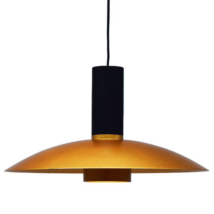Luminario GaLé módulo LED Capsular cilíndrico base ancha 7W luz cálida acabado negro con dorado pantalla campana de iLumileds
