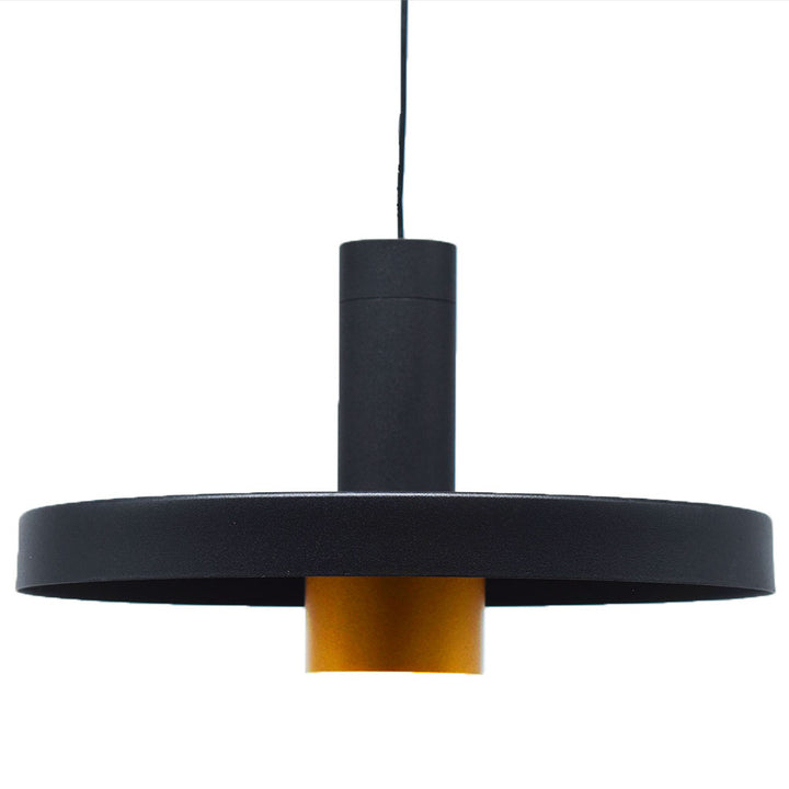 Luminario GaLé módulo LED Capsular cilíndrico base ancha 7W luz cálida acabado negro con dorado pantalla plato de iLumileds