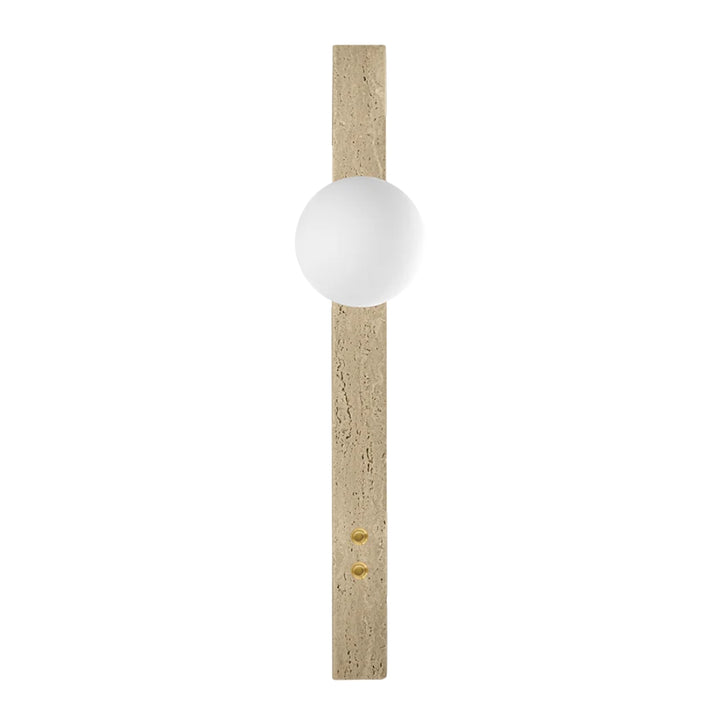 Luminario arbotante Palazzo con esfera de cristal difuso + salida directa inferior con base G9 (no incluido) incluye interruptores independientes dorados tipo botón, acabado travertino beige iLumileds