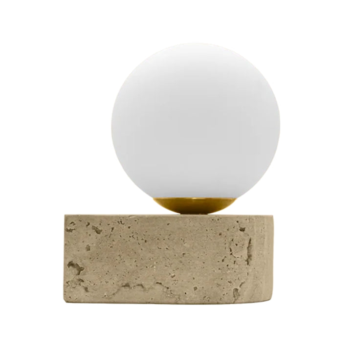 Luminario arbotante Pentelic con esfera de cristal difuso con base G9 (no incluido), acabado travertino beige con detalles latonados de iLumileds
