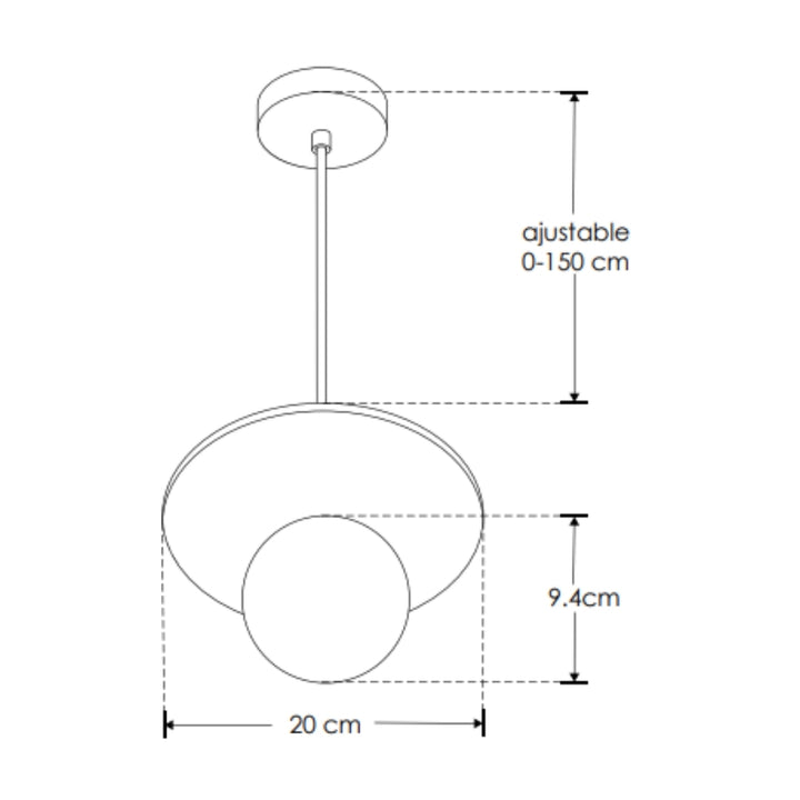 Luminario Marblea con esfera de cristal difuso con base G9 (no incluido), acabado travertino beige con detalles latonados, suspensión ajustable de 0-160cm de iLumileds