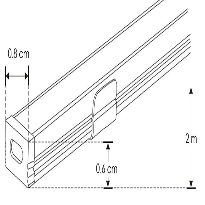 Kit perfil aluminio ultra delgado empotrar ILUPA0806KIT -L:2m A:0.8cm Al:0.6cm- incluye difusor, 2 tapas laterales y 2 grapas sujeción iLumileds