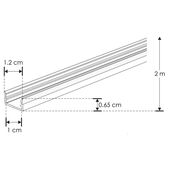 Kit perfil aluminio compatible con lambrin decorativo WPC ILUPA1207KIT -L:2m A:1.2cm Al:0.65cm- incluye difusor y 2 tapas laterales de iLumileds