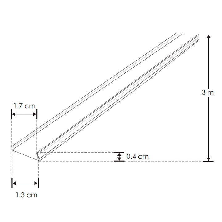 Kit perfil negro aluminio flexible ILUPA1806NFLEKIT -L:3m A:1.8cm Al:0.5cm- incluye difusor acrílico, tapas laterales, grapas de sujeción de iLumileds