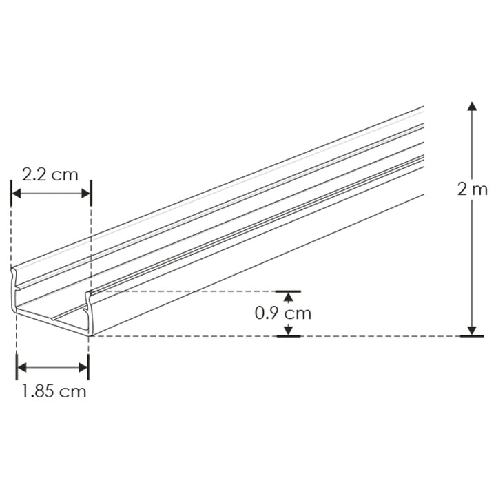 Kit perfil aluminio compatible con lambrin decorativo WPC ILUPA2210KIT -L:2m A:2.2cm Al:0.9cm- incluye difusor y 2 tapas laterales de iLumileds